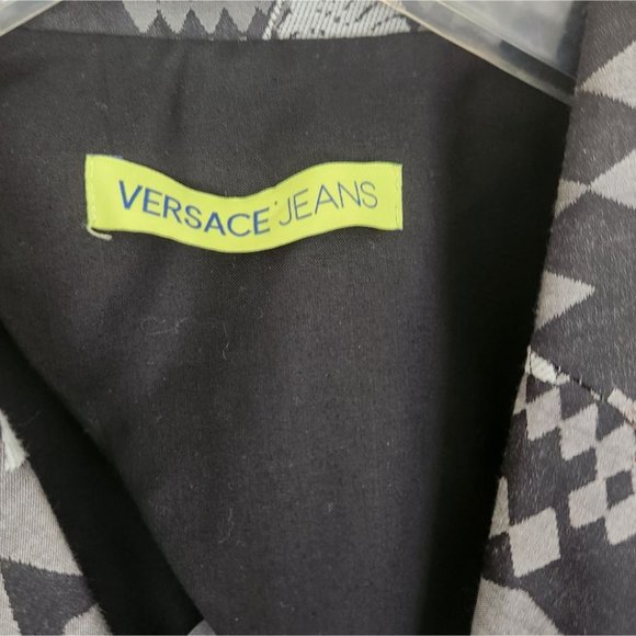 VERSACE Jeans | Jacquard blazer leafs silver gray sz L - Picture 2 of 8
